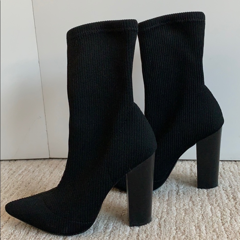 Steve Madden black sock booties